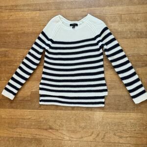 Atmosphere black white striped pullover knit high low sweater size 4 b18